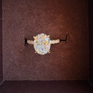3.42cwt Crushed Ice Oval Moissanite Pav’e Ring